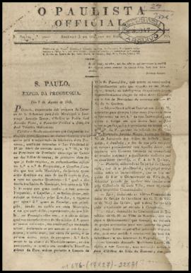 O Paulista official [jornal], n. 90. São Paulo-SP, 03 out. 1835.