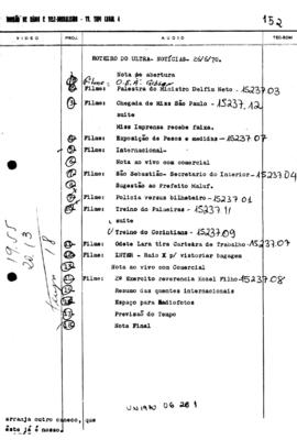 TV Tupi [emissora]. Ultra Notícias [programa]. Roteiro [televisivo], 26 jun. 1970.