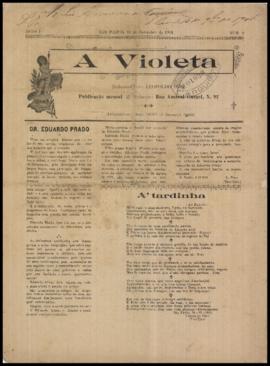 A Violeta [jornal], a. 1, n. 2. São Paulo-SP, 13 nov. 1901.