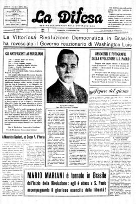 La Difesa [jornal], a. 6, n. 331. São Paulo-SP, 02 nov. 1930.