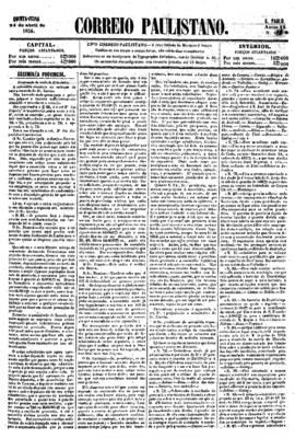 Correio paulistano [jornal], [s/n]. São Paulo-SP, 24 abr. 1856.