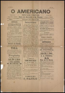 O Americano [jornal], a. 1, n. 2. São Paulo-SP, 22 jun. 1881.