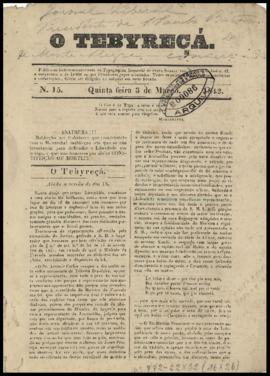 O Tebyreçá [jornal], n. 15. São Paulo-SP, 03 mar. 1842.