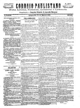 Correio paulistano [jornal], [s/n]. São Paulo-SP, 25 mai. 1876.