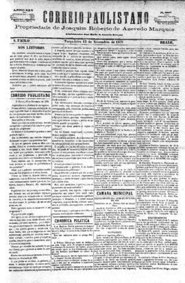 Correio paulistano [jornal], [s/n]. São Paulo-SP, 12 nov. 1878.