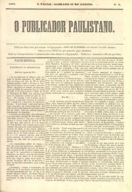 O Publicador paulistano [jornal], n. 8. São Paulo-SP, 22 ago. 1857.