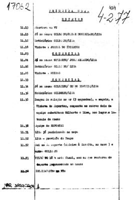 TV Tupi [emissora]. Primeira Edição [programa]. Roteiro [televisivo], 04 fev. 1977.