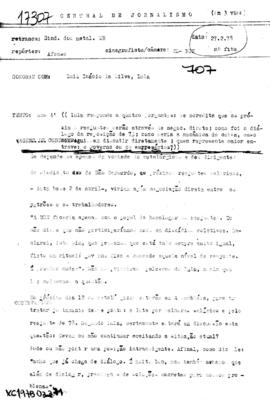 TV Tupi [emissora]. Dossiê subsidiário [programa não identificado], 27 fev. 1978.