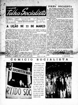 Folha socialista [jornal], a. 5, n. 1. São Paulo-SP, 05 jun. 1953.