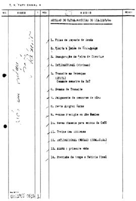 TV Tupi [emissora]. Ultra Notícias [programa]. Roteiro [televisivo], 13 mai. 1966.