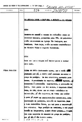 TV Tupi [emissora]. Agora [programa]. Roteiro [televisivo], 27 set. 1973.