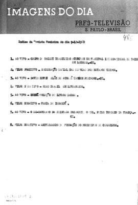 TV Tupi [emissora]. Revista Feminina [programa]. Roteiro [televisivo], 09 dez. 1960.