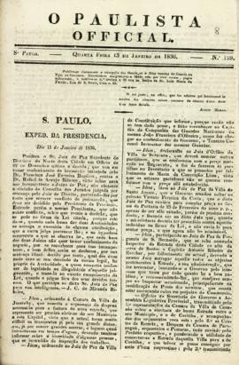 O Paulista official [jornal], n. 129. São Paulo-SP, 13 jan. 1836.