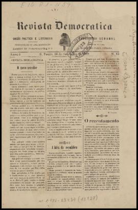 Revista democrática [jornal], a. 1, n. 15. São Paulo-SP, 30 set. 1888.