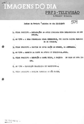 TV Tupi [emissora]. Revista Feminina [programa]. Roteiro [televisivo], 15 mar. 1960.