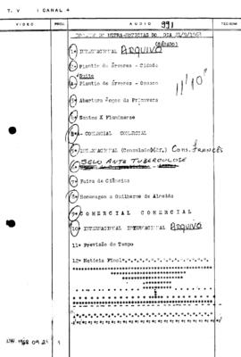 TV Tupi [emissora]. Ultra Notícias [programa]. Roteiro [televisivo], 21 set. 1968.