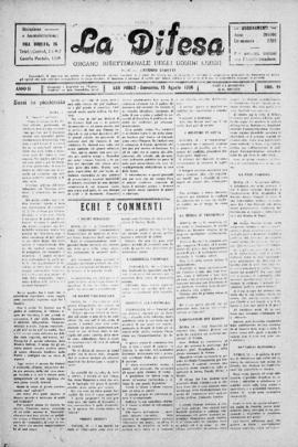 La Difesa [jornal], a. 3, n. 91. São Paulo-SP, 15 ago. 1926.