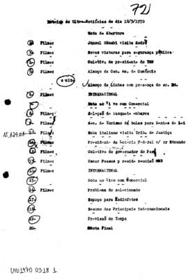 TV Tupi [emissora]. Ultra Notícias [programa]. Roteiro [televisivo], 18 mar. 1970.