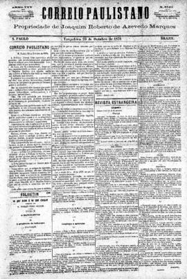 Correio paulistano [jornal], [s/n]. São Paulo-SP, 29 out. 1878.