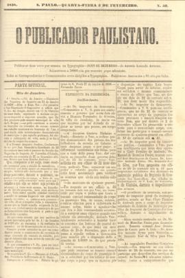 O Publicador paulistano [jornal], n. 52. São Paulo-SP, 03 fev. 1858.