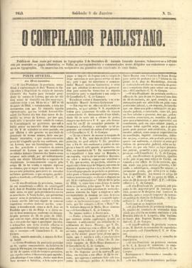 O Compilador paulistano [jornal], n. 25. São Paulo-SP, 08 jan. 1853.