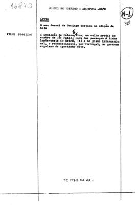 TV Tupi [emissora]. Jornal de Domingo [programa]. Roteiro [televisivo], 22 fev. 1976.