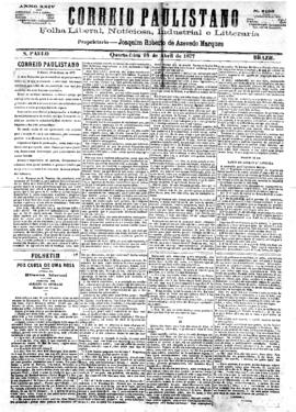 Correio paulistano [jornal], [s/n]. São Paulo-SP, 18 abr. 1877.