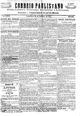 Correio paulistano [jornal], [s/n]. São Paulo-SP, 19 out. 1877.