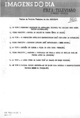 TV Tupi [emissora]. Revista Feminina [programa]. Roteiro [televisivo], 29 jan. 1960.