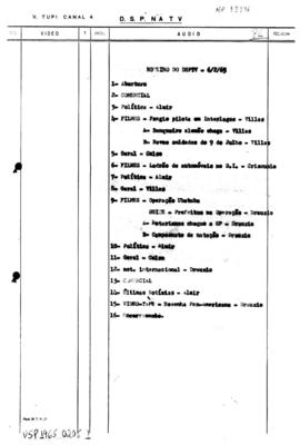 TV Tupi [emissora]. Diário de São Paulo na T.V. [programa]. Roteiro [televisivo], 06 fev. 1965.