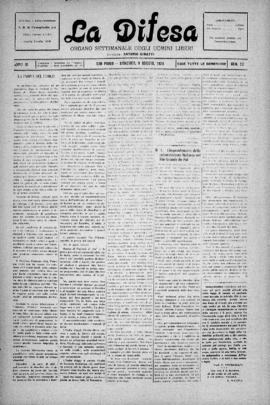 La Difesa [jornal], a. 3, n. 32. São Paulo-SP, 09 ago. 1925.