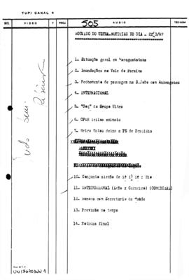 TV Tupi [emissora]. Ultra Notícias [programa]. Roteiro [televisivo], 22 mar. 1967.