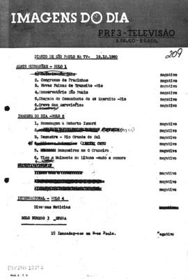 TV Tupi [emissora]. Diário de São Paulo na T.V. [programa]. Roteiro [televisivo], 19 dez. 1960.