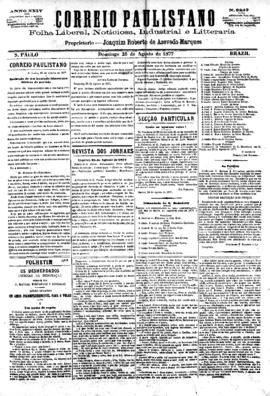 Correio paulistano [jornal], [s/n]. São Paulo-SP, 26 ago. 1877.