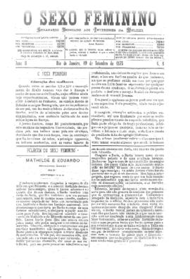 O Sexo feminino [jornal], a. 2, n. 8. Campanha-MG, 19 set. 1875.