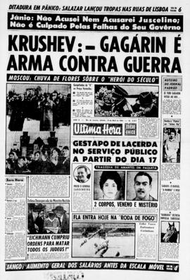 Última Hora [jornal]. Rio de Janeiro-RJ, 15 abr. 1961 [ed. vespertina].