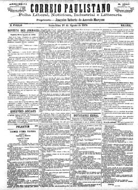 Correio paulistano [jornal], [s/n]. São Paulo-SP, 11 ago. 1876.