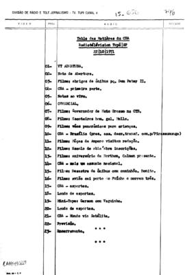 TV Tupi [emissora]. Correspondentes Brasileiros Associados [programa]. Roteiro [televisivo], 22 out. 1971.