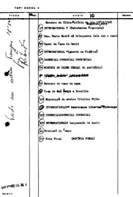 TV Tupi [emissora]. Ultra Notícias [programa]. Roteiro [televisivo], 16 dez. 1968.