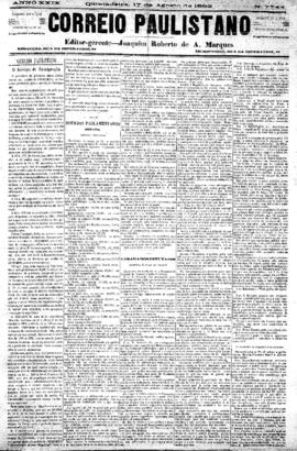 Correio paulistano [jornal], [s/n]. São Paulo-SP, 17 ago. 1882.