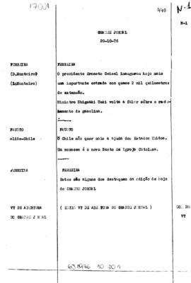 TV Tupi [emissora]. Grande Jornal [programa]. Roteiro [televisivo], 17 out. 1976.