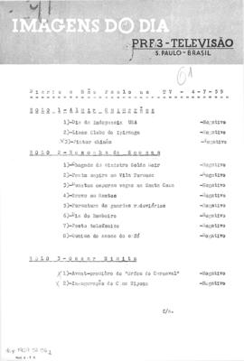 TV Tupi [emissora]. Diário de São Paulo na T.V. [programa]. Roteiro [televisivo], 04 jul. 1959.