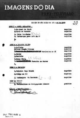 TV Tupi [emissora]. Diário de São Paulo na T.V. [programa]. Roteiro [televisivo], 29 dez. 1960.