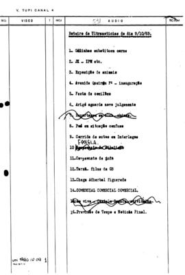 TV Tupi [emissora]. Ultra Notícias [programa]. Roteiro [televisivo], 09 out. 1965.