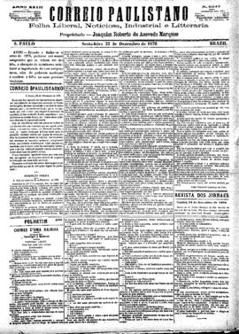 Correio paulistano [jornal], [s/n]. São Paulo-SP, 22 dez. 1876.