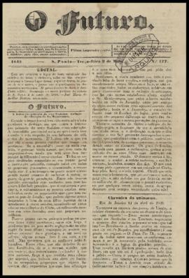 Futuro, O (1846-1848) [jornal], n. 177. São Paulo-SP, 09 mai. 1848.