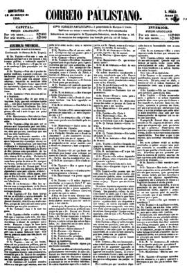 Correio paulistano [jornal], [s/n]. São Paulo-SP, 13 mar. 1856.