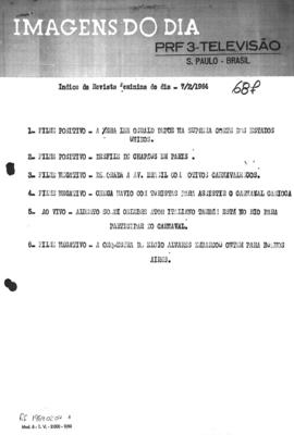 TV Tupi [emissora]. Revista Feminina [programa]. Roteiro [televisivo], 07 fev. 1964.