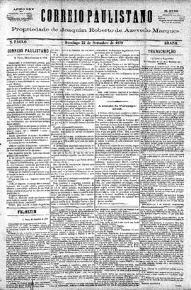 Correio paulistano [jornal], [s/n]. São Paulo-SP, 22 set. 1878.