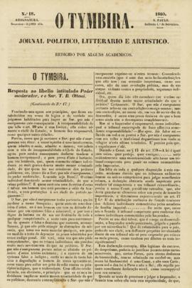 O Tymbira [jornal], n. 18. São Paulo-SP, 01 set. 1860.